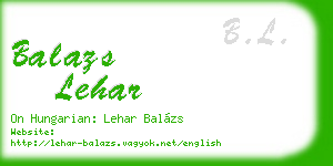 balazs lehar business card